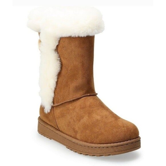 SO Abigail Faux-Fur winter boots Size 9.5  Color: Chestnut - Picture 1 of 8